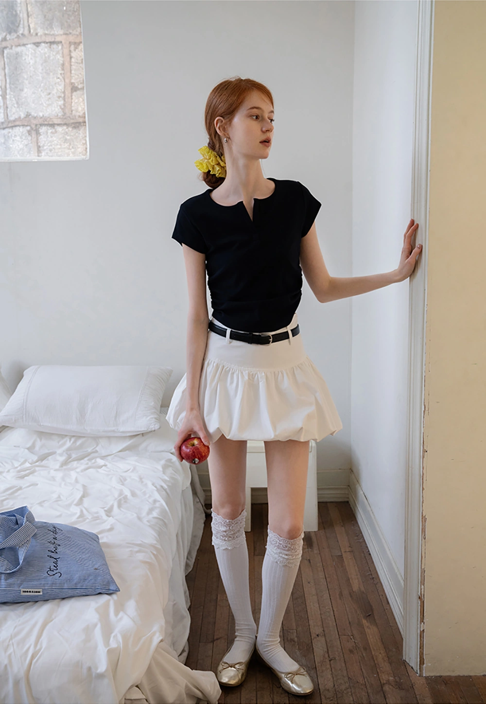 V-Neck Ruched Side Top