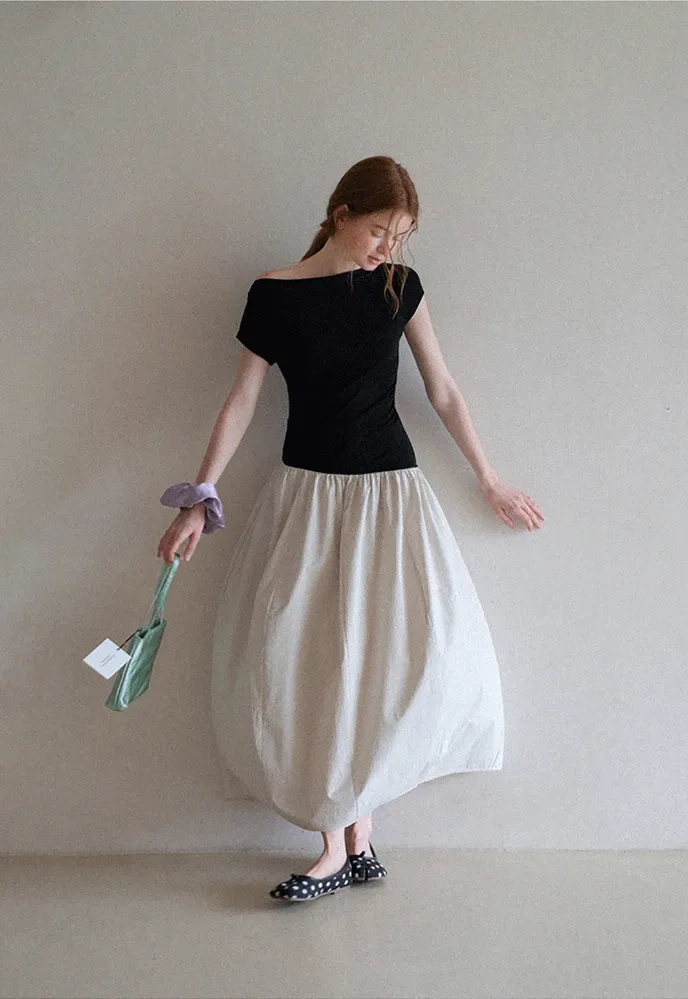 Women’s Colorblock Boat Neck A-Line Midi Dress