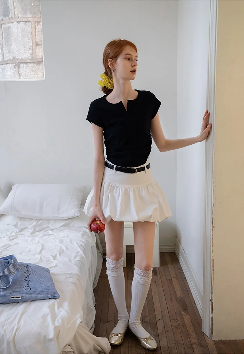 V-Neck Ruched Side Top