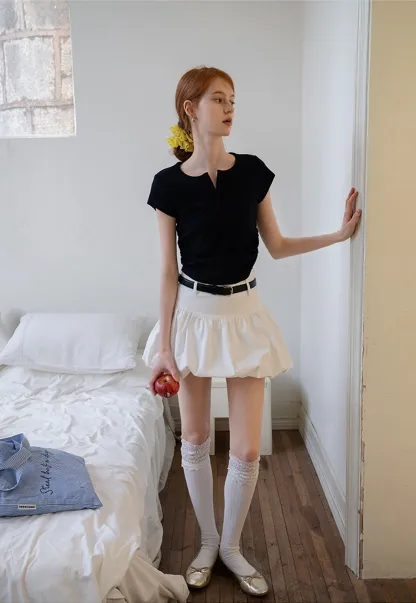 V-Neck Ruched Side Top