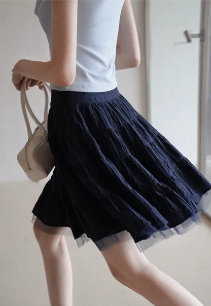 Women’s Tiered Crinkle Mini Skirt