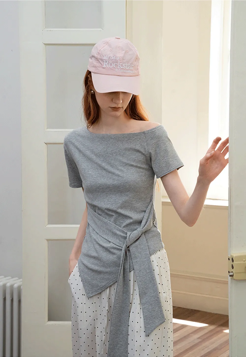 Off-Shoulder Top with Tie Waist