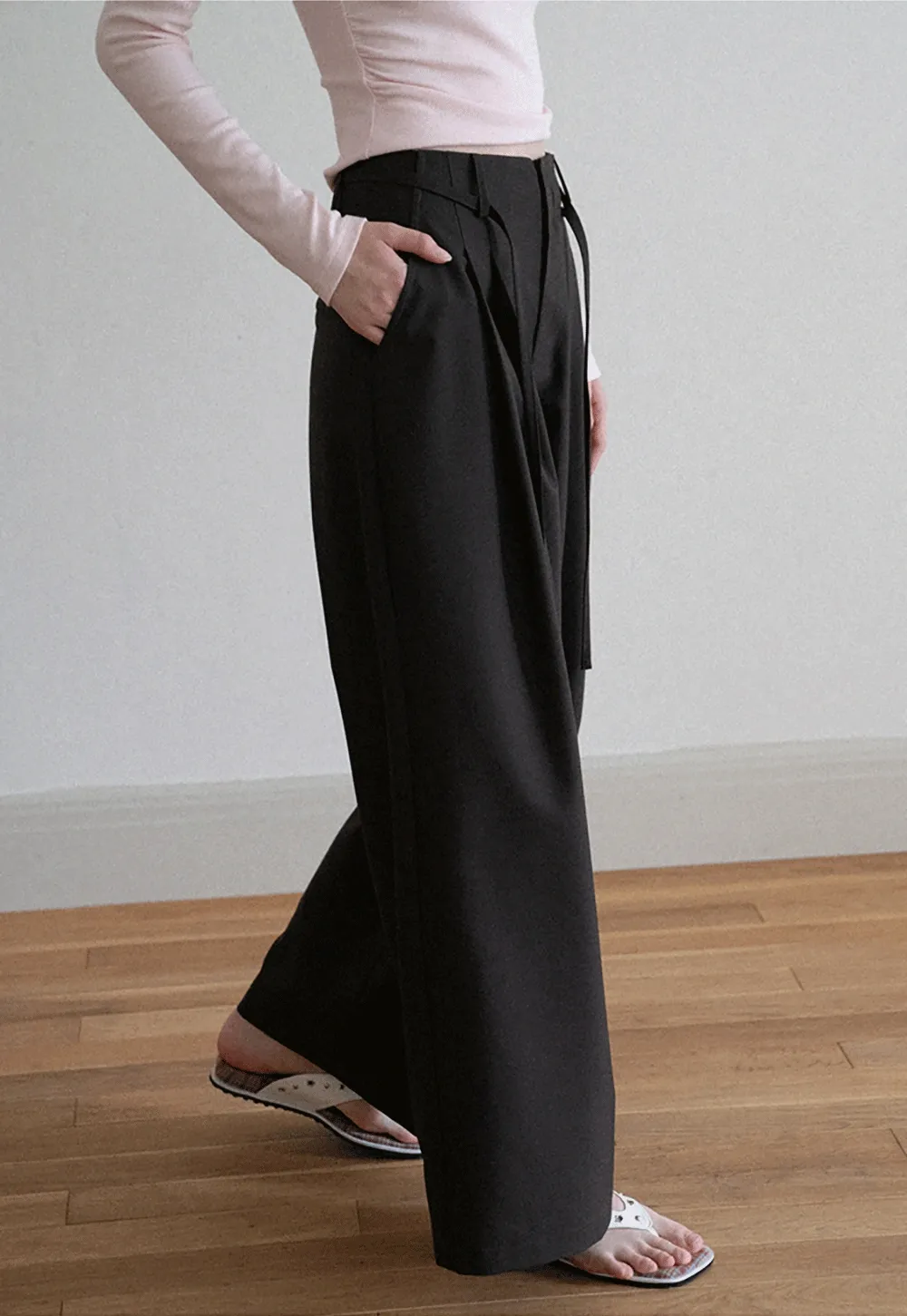 Pleated Wide-Leg Trousers
