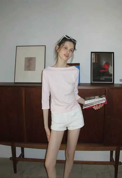 Women's Boat Neck 3/4 Sleeve Top