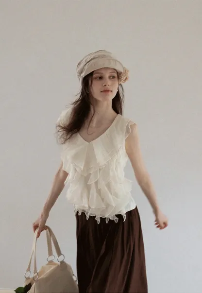 Women's Ruffle Layer Sleeveless Tank Top