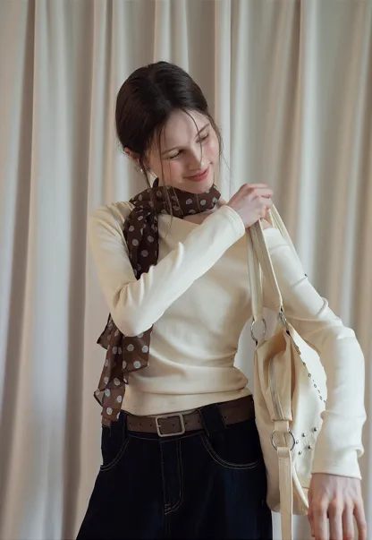 Women's Off-Shoulder Ruched Long-Sleeve Top