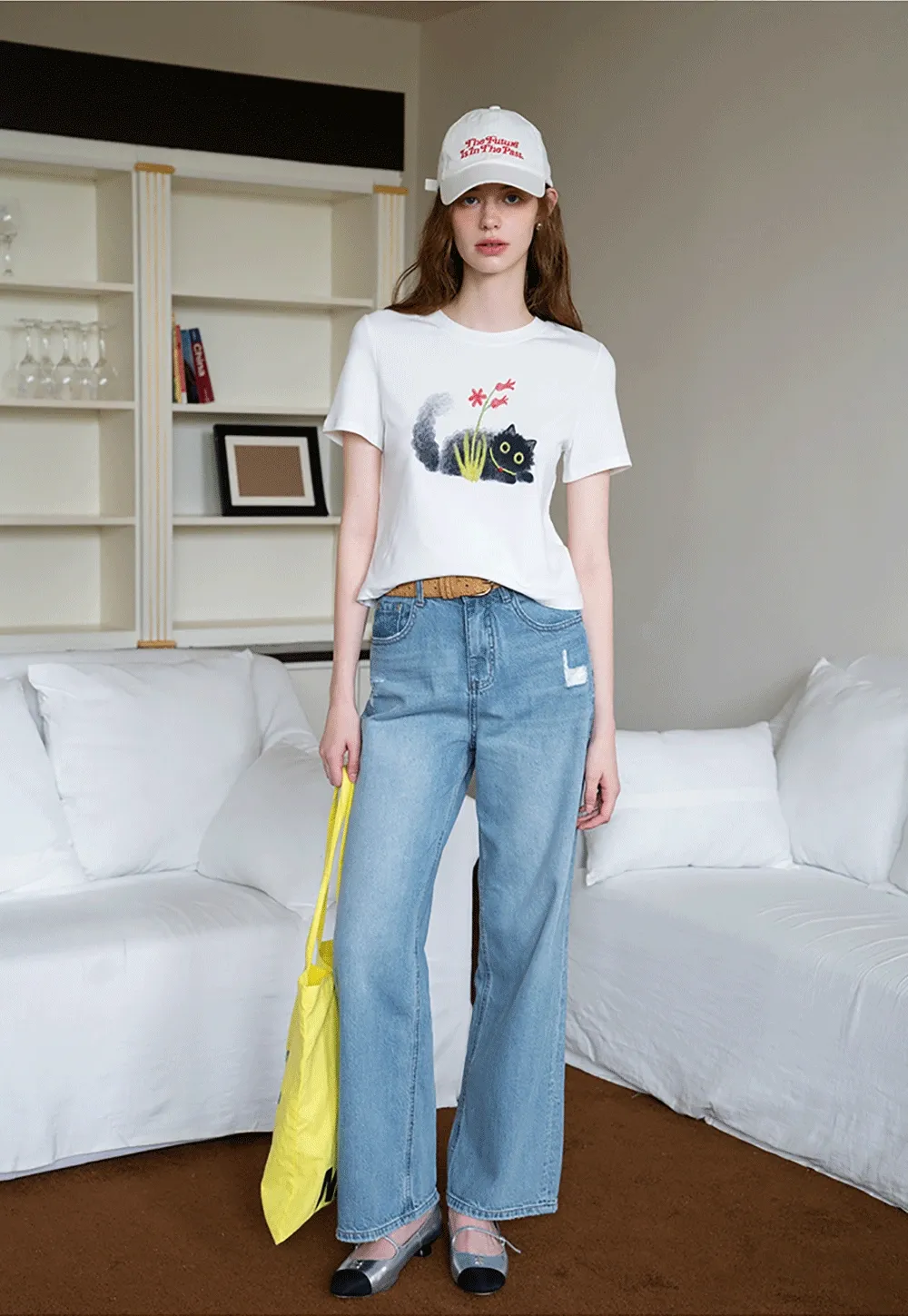 Wide Leg Distressed Denim Jeans