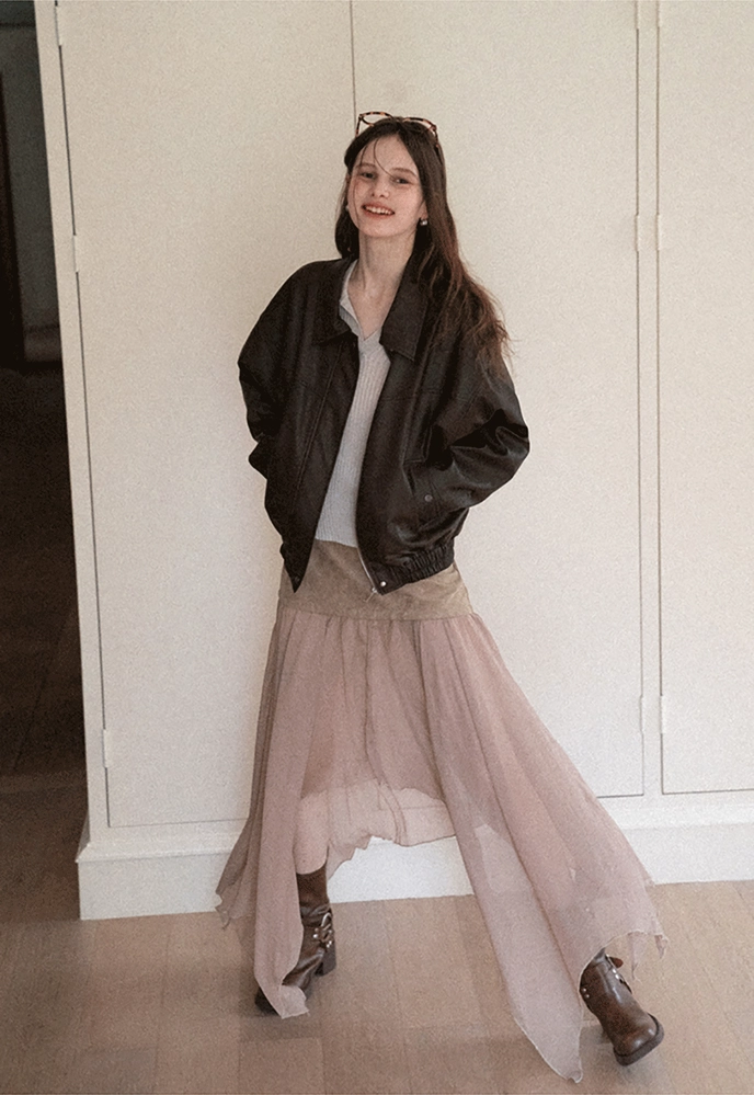 Patchwork Handkerchief-Hem Tie-Waist Skirt