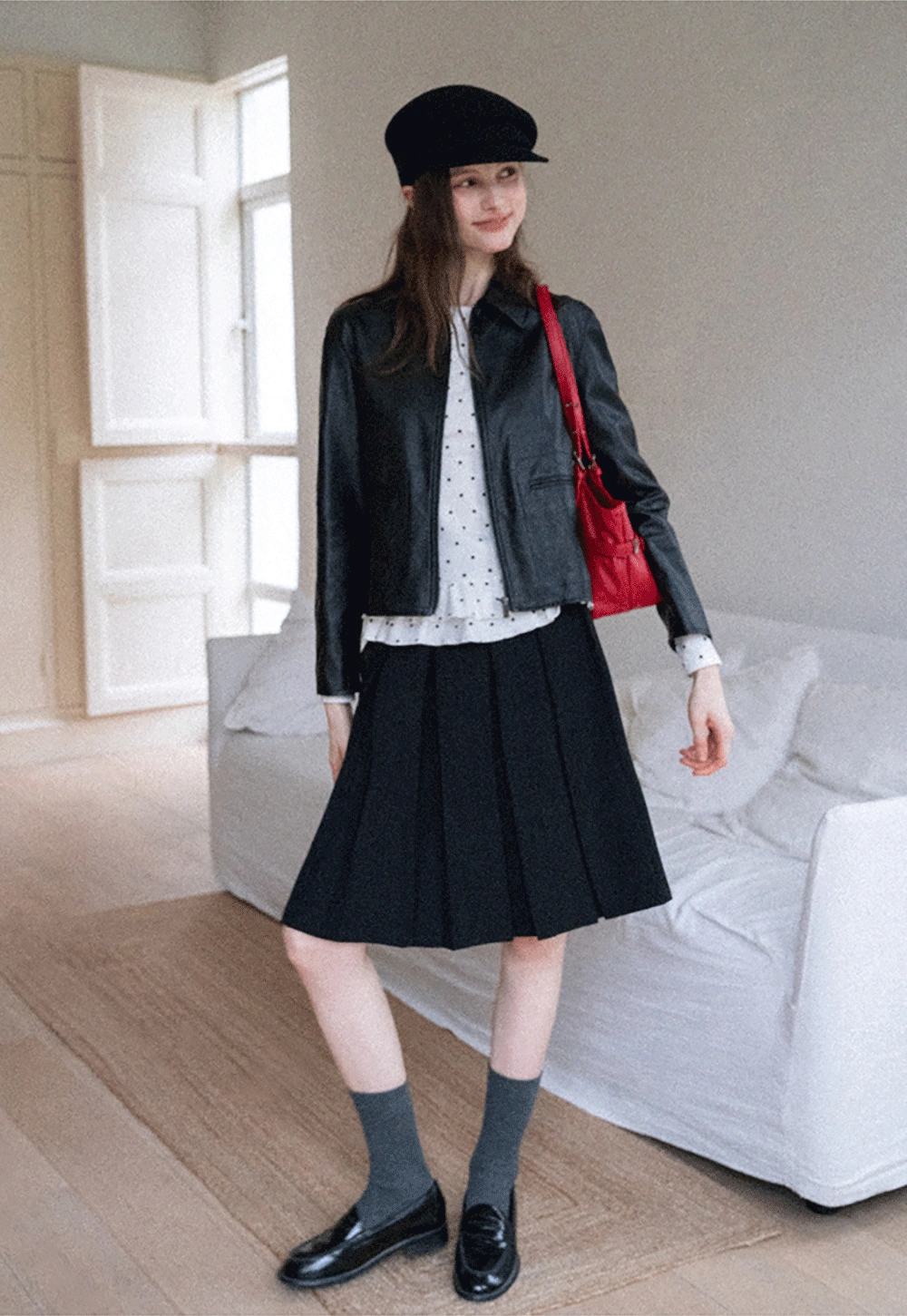 Women Faux Leather Zip-Up Jacket