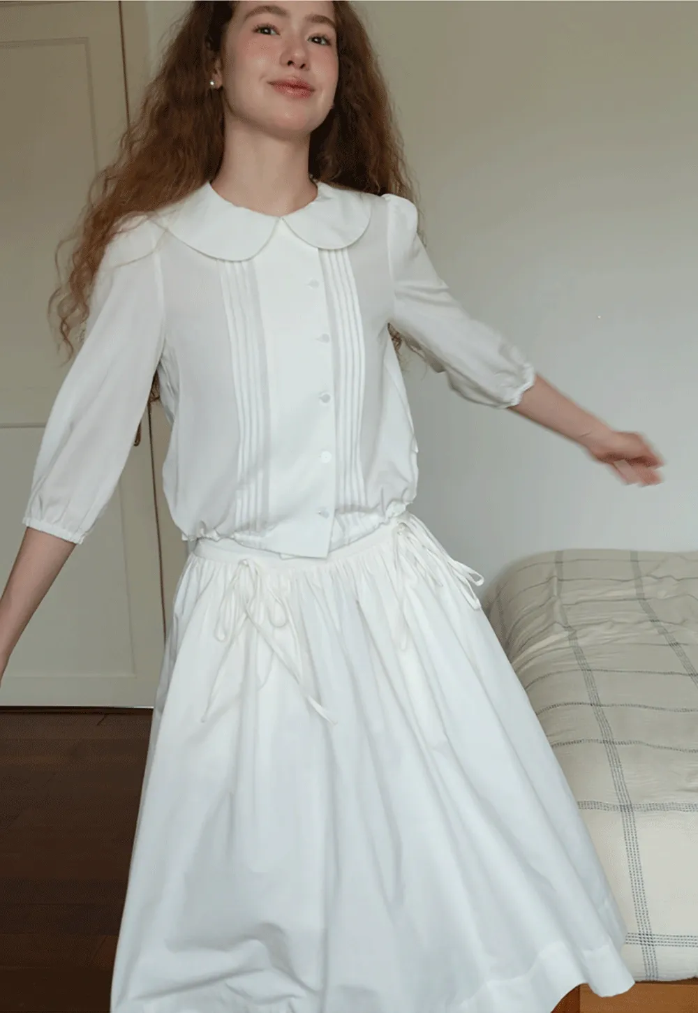 High Waist A Line White Skirt