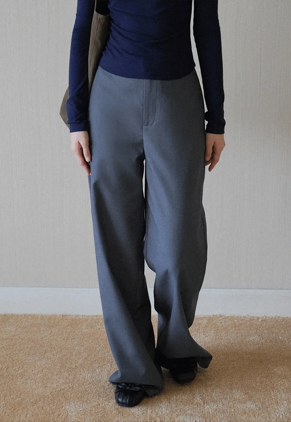 Womens Wide Leg Pants with Skirt Overlay