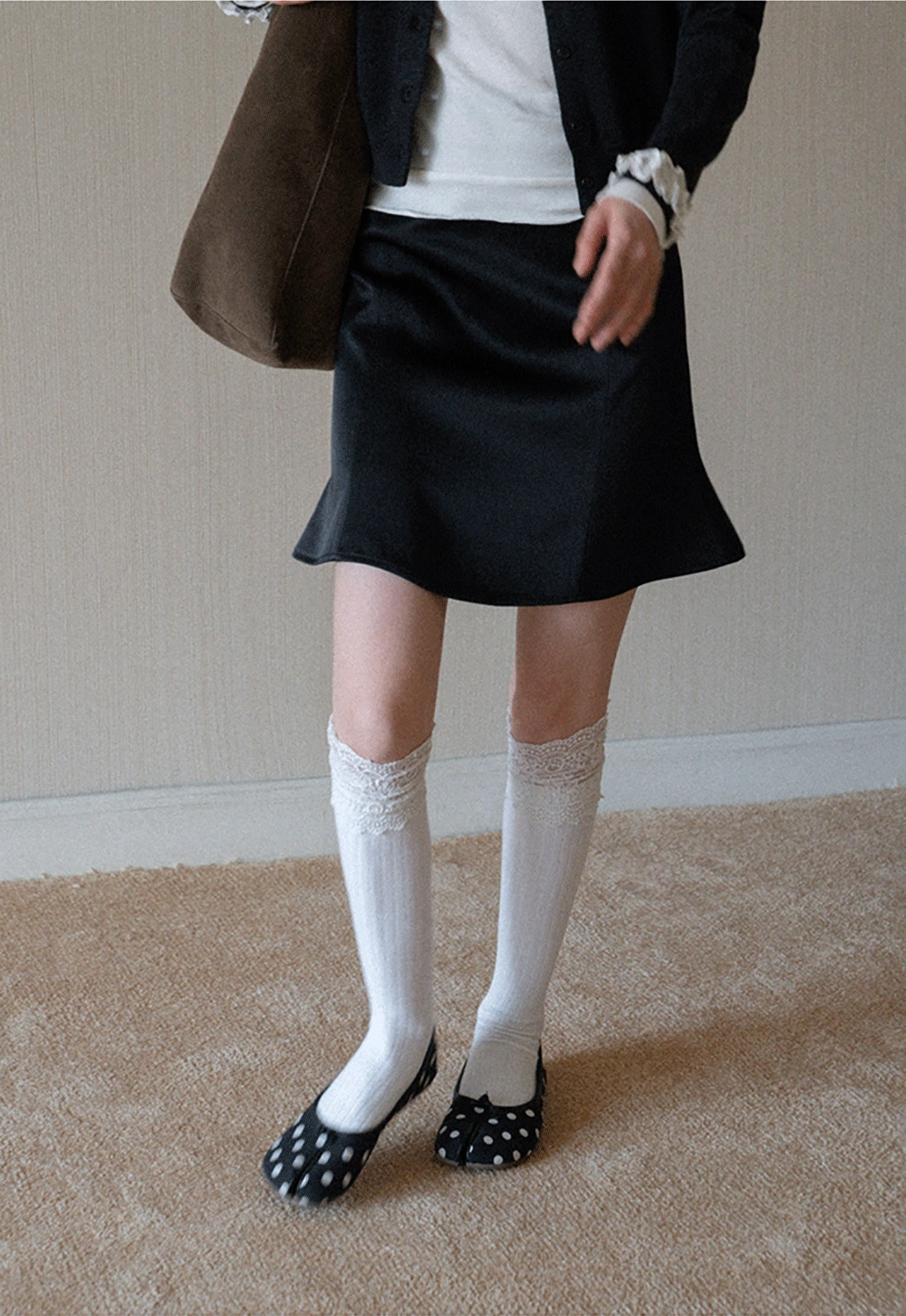 Womens Black High Waist A-Line Mini Skirt