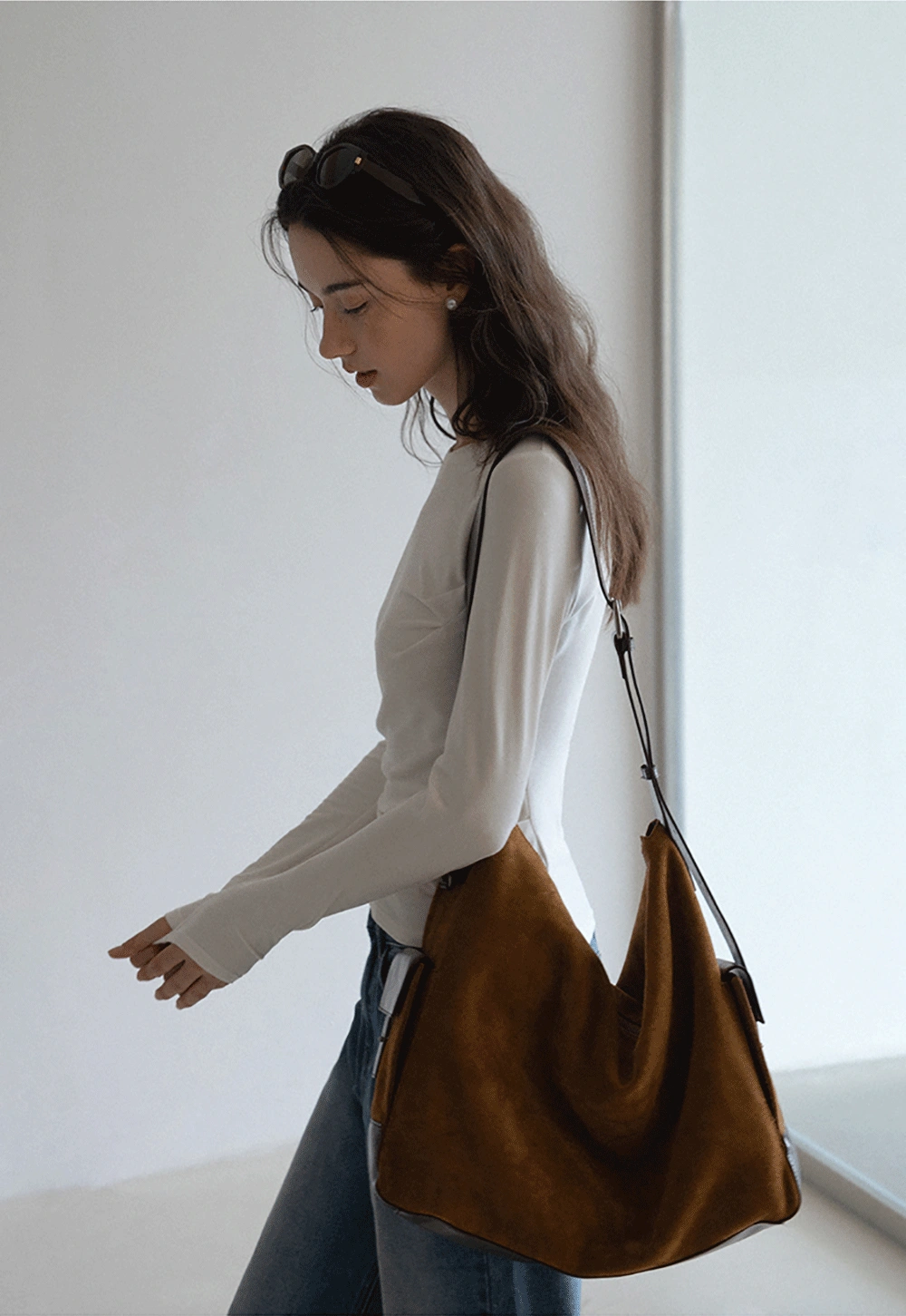 Womens Slim Fit White Long Sleeve Top