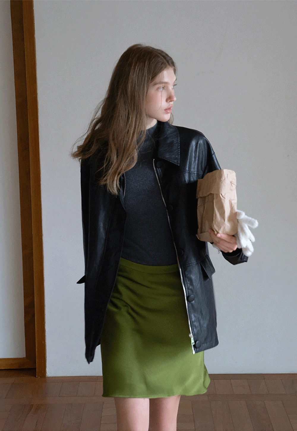 Womens Black Faux Leather Jacke