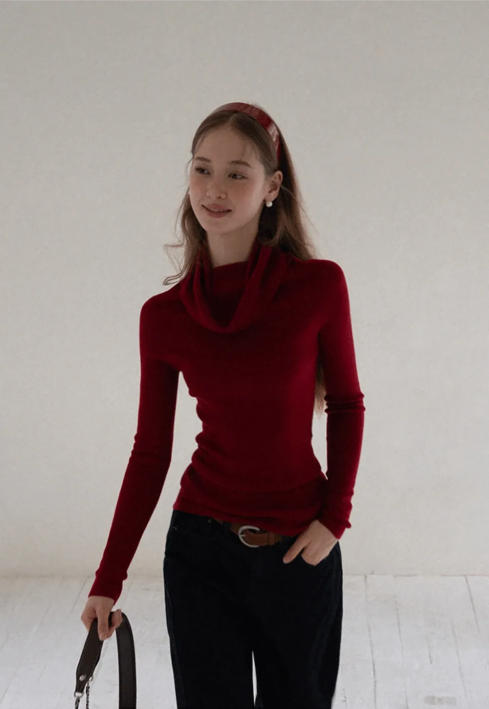 Women Off Shoulder Long Sleeve Knit Sweater Top Slim Fit