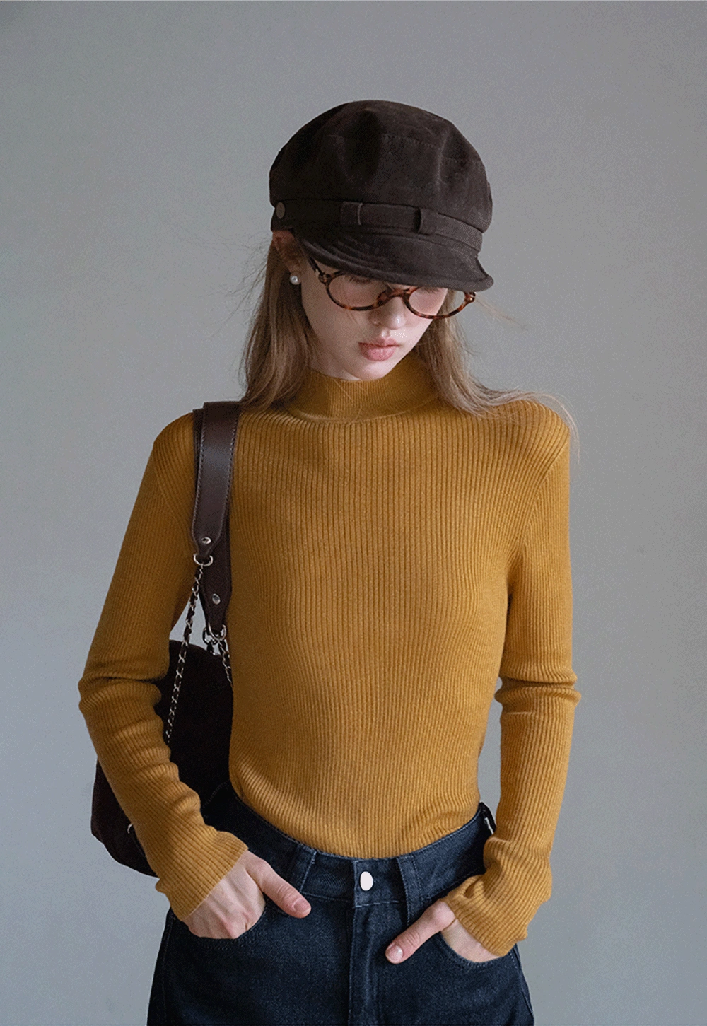 Women’s Ribbed Knit Turtleneck Sweater Top