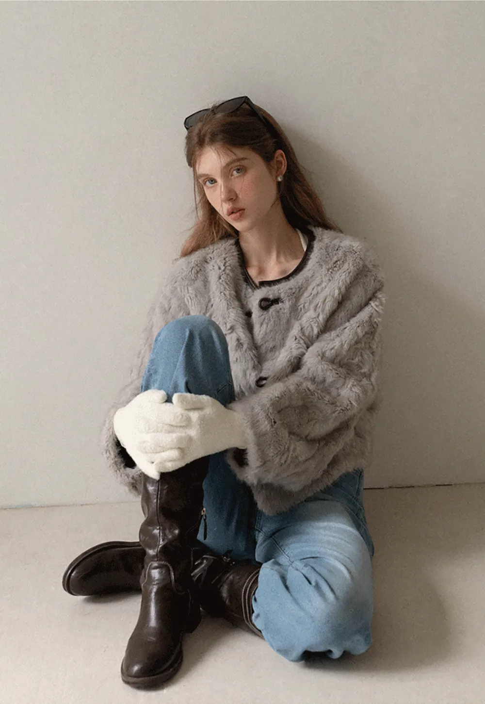 Toggle Closure Faux Fur Jacket