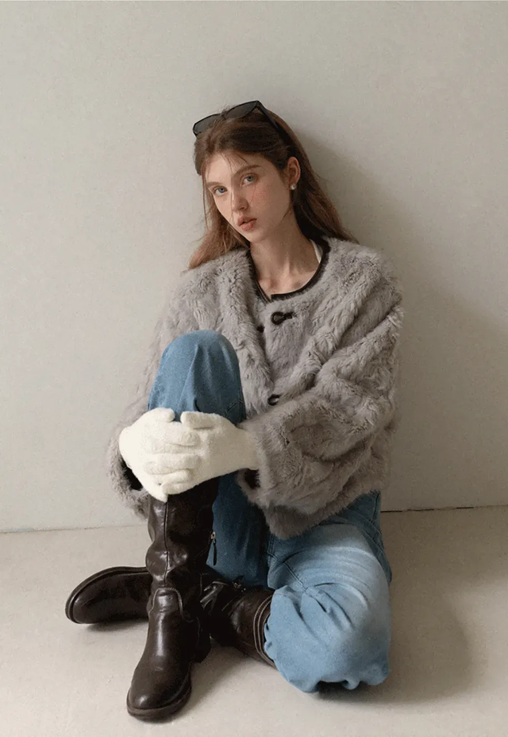 Toggle Closure Faux Fur Jacket