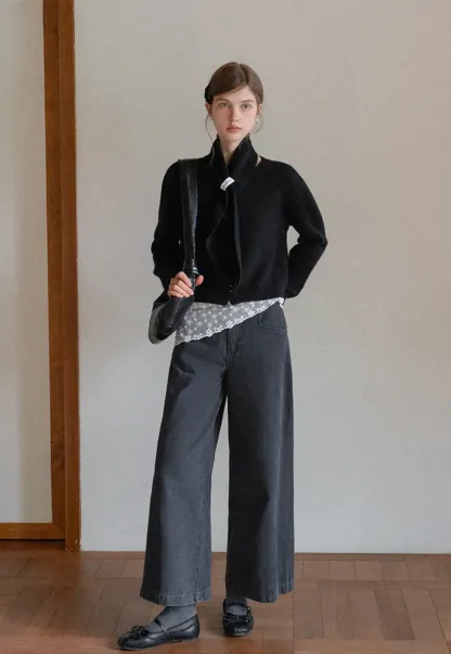 High-Rise Wide-Leg Denim Pants