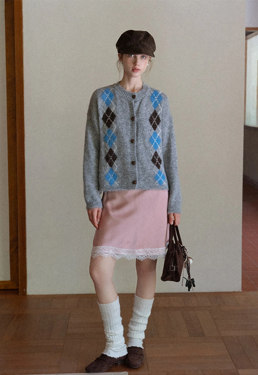 Argyle Knit Cardigan