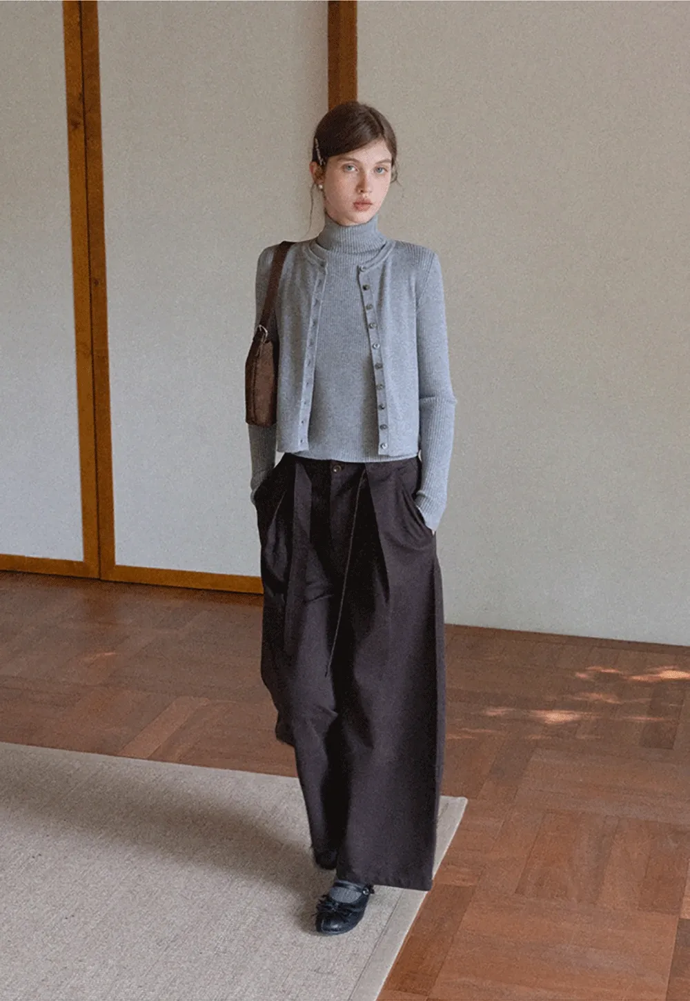 Turtleneck Tank and Long Sleeve Cardigan Set