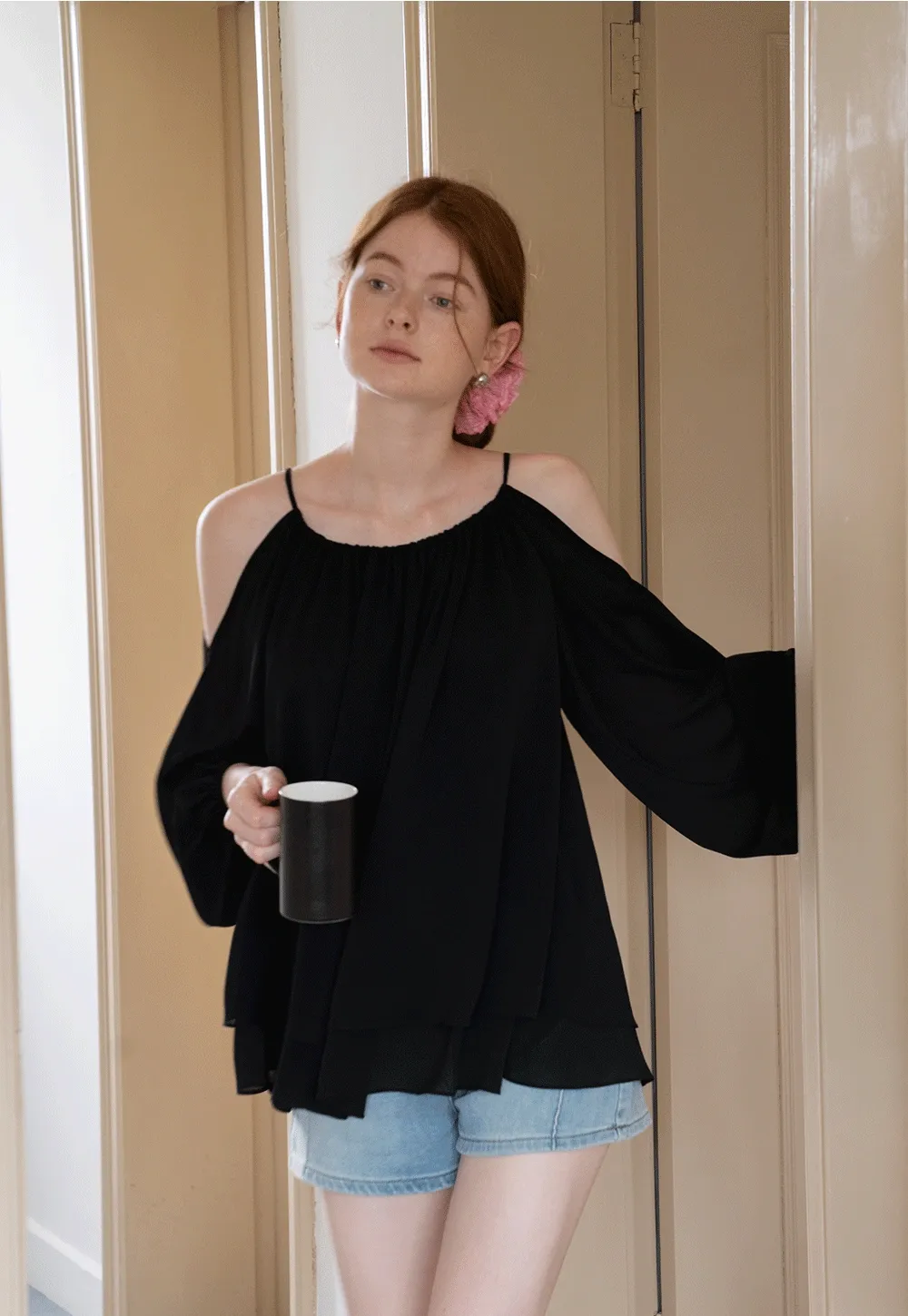 Women’s Off-Shoulder Black Blouse
