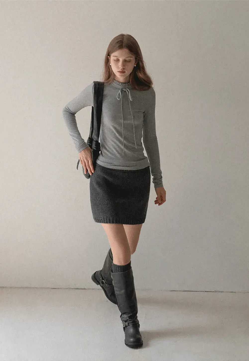 Ribbed Knit Mini Skirt