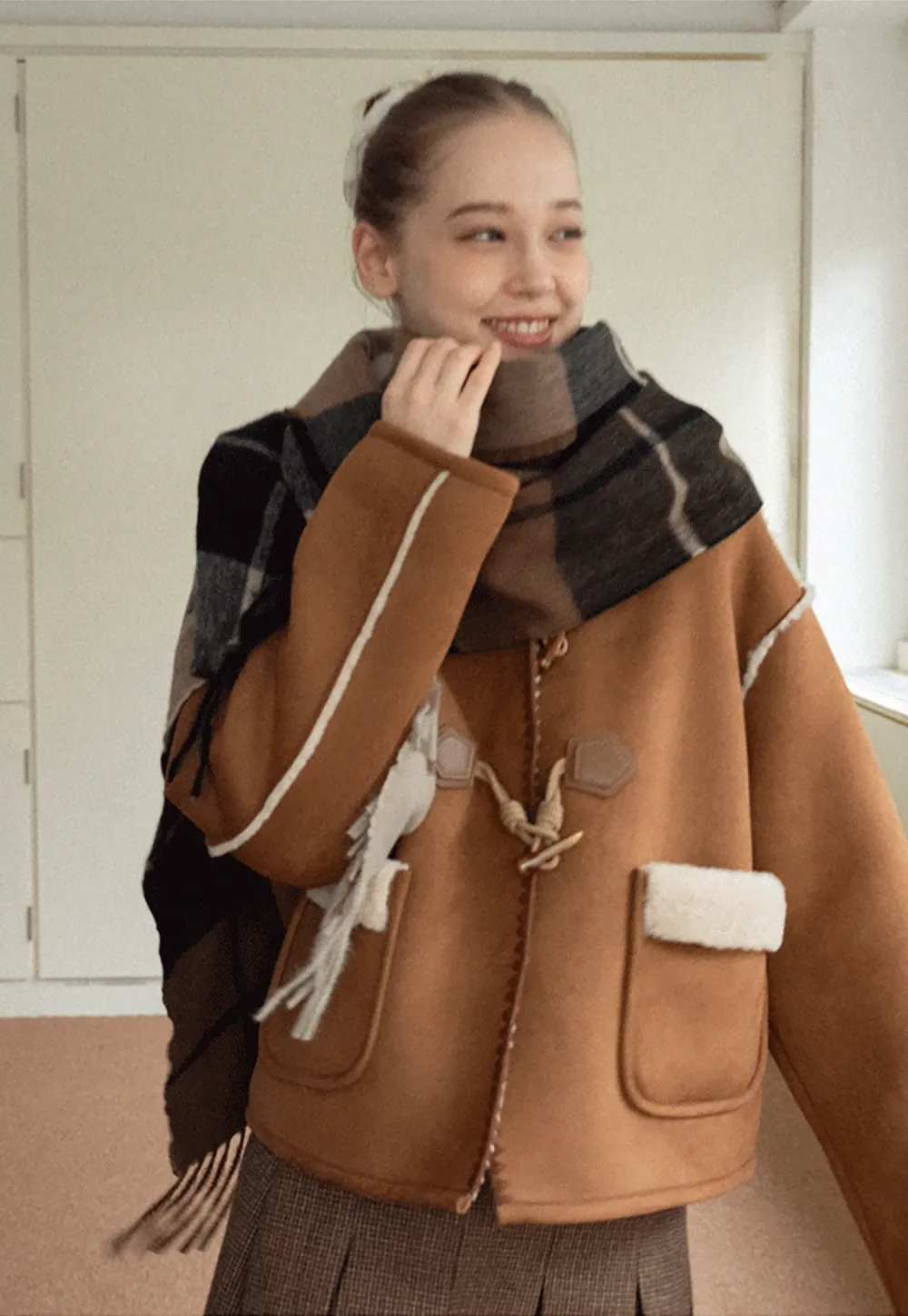 Vintage Plaid Tassel Scarf