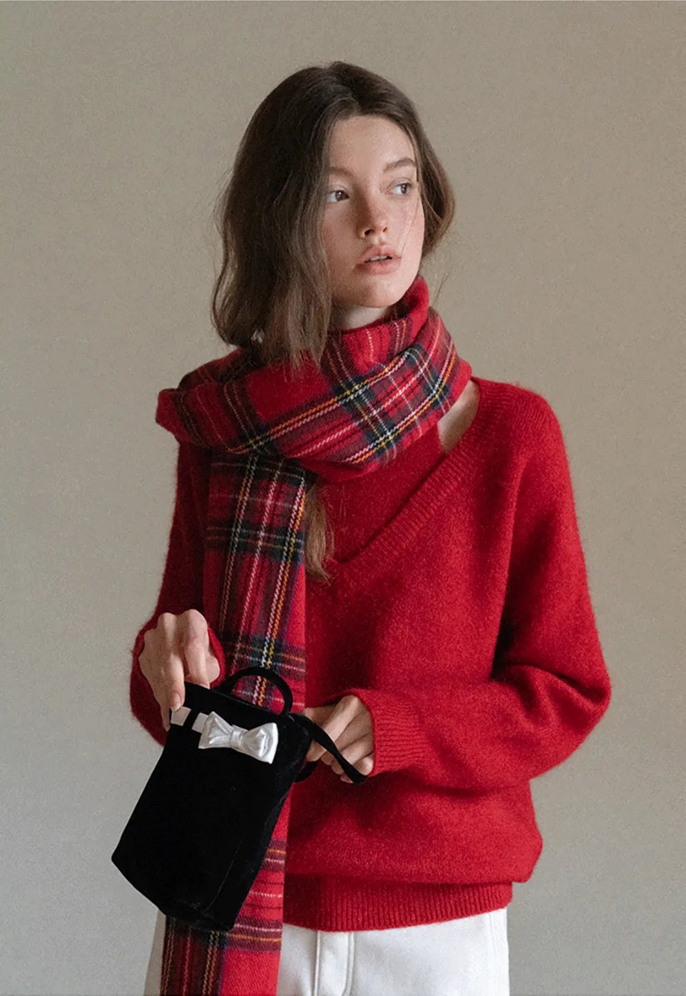 Cut-Out Layered Turtleneck Sweater