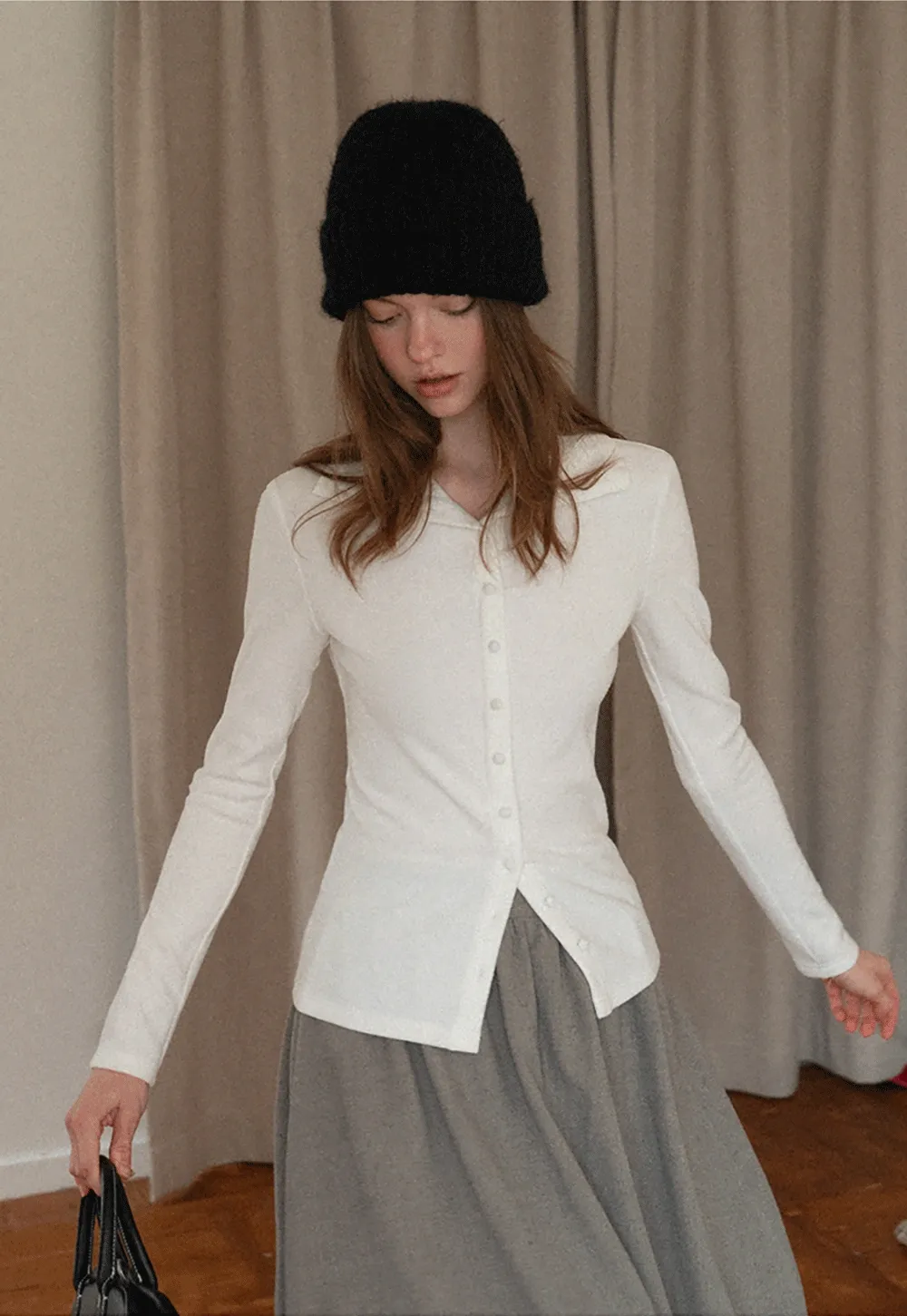 Elegant Ribbed Top with Button Detailing