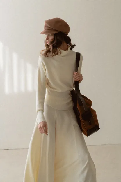 Elegant Knit Top & Flared Skirt Set