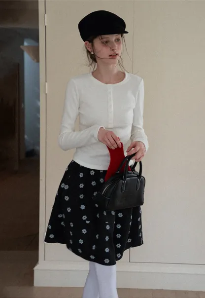 Women Soft Henley Knit Long Sleeve