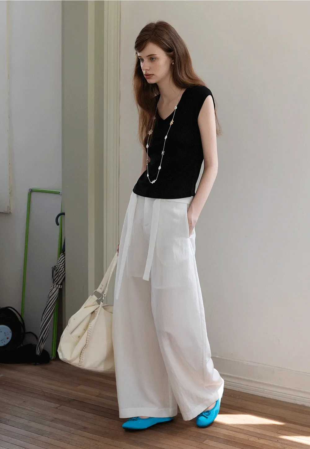 Women's High Waist Balloon Pants with Belted Waist