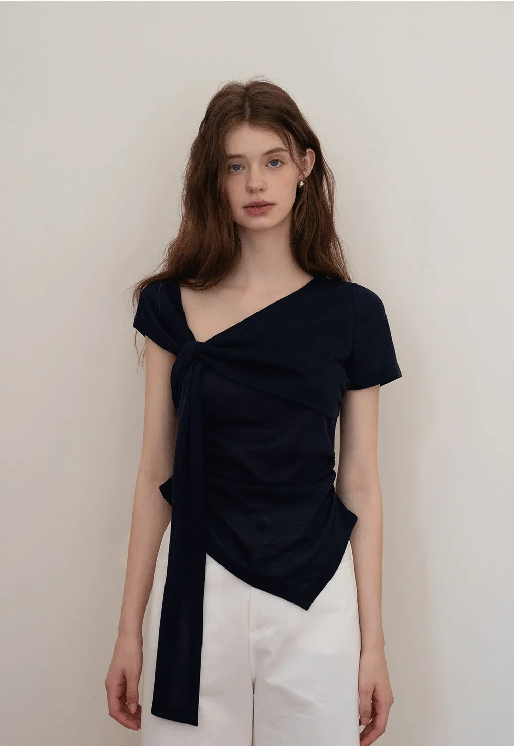 Asymmetrical Tie-Front T-Shirts