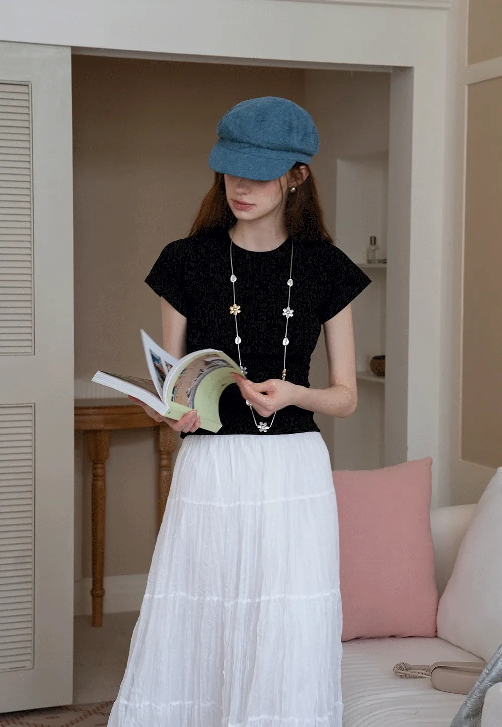 Slim Fit Side-Ruched Cap Sleeve Tee
