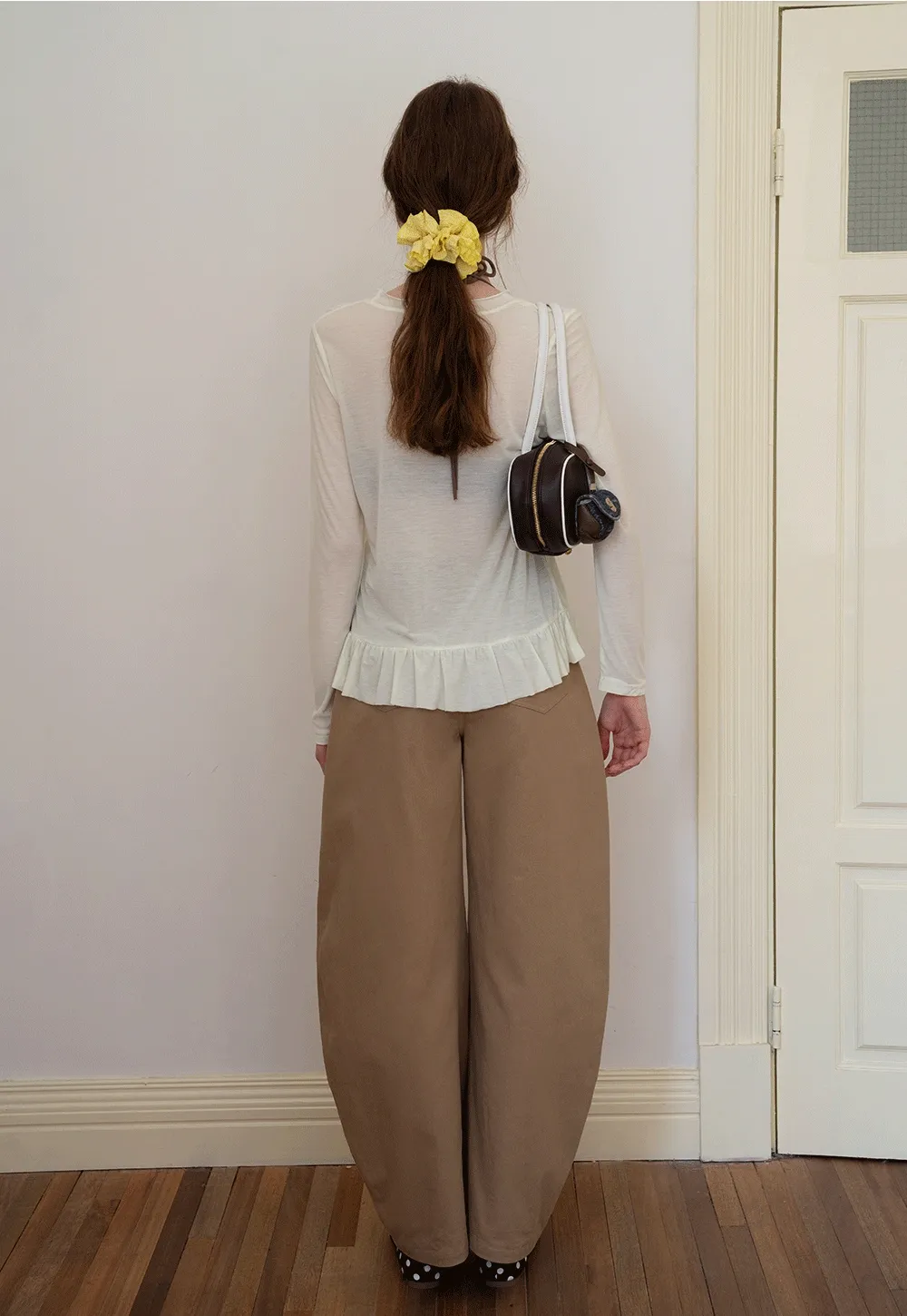 Long-Sleeve Peplum Hem T-Shirt