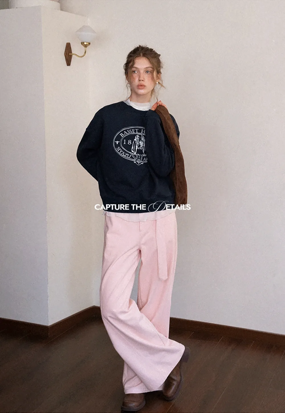 Dog Graphic Print Oversized Crew Neck Sweatshirt