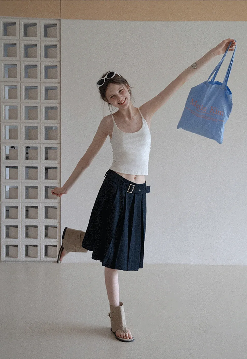 Women's High Waist Pleated Skorts with Belt