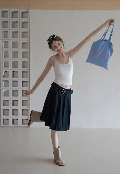 Women's High Waist Pleated Skorts with Belt