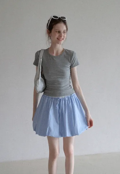Women’s Basic Ribbed Knit T-Shirt