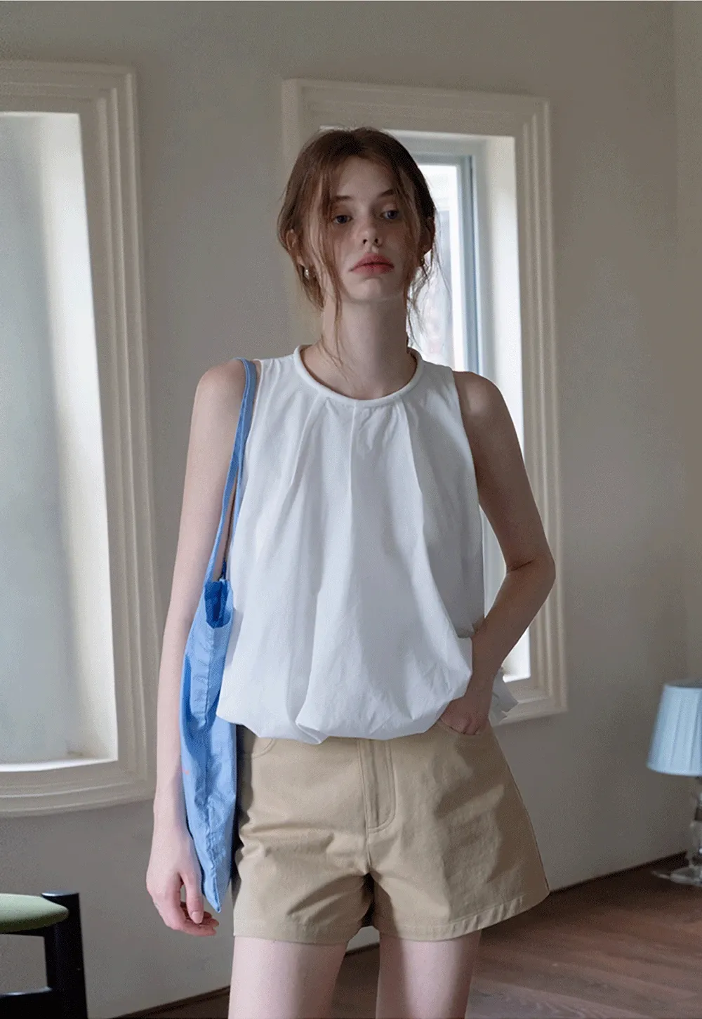 Sleeveless Balloon Hem Top