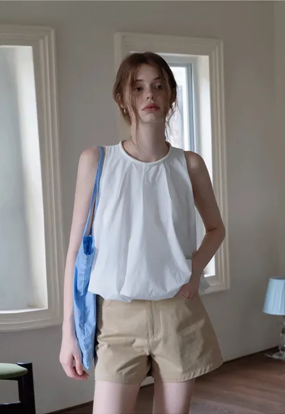 Sleeveless Balloon Hem Top