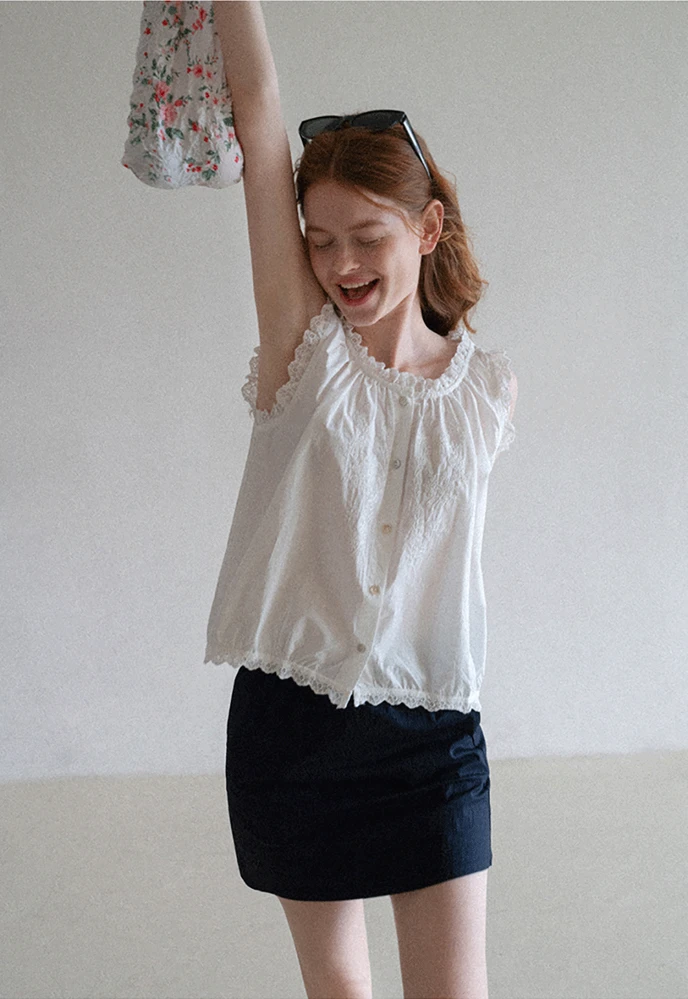 Women’s Drawstring Waist Cotton Mini Skirt