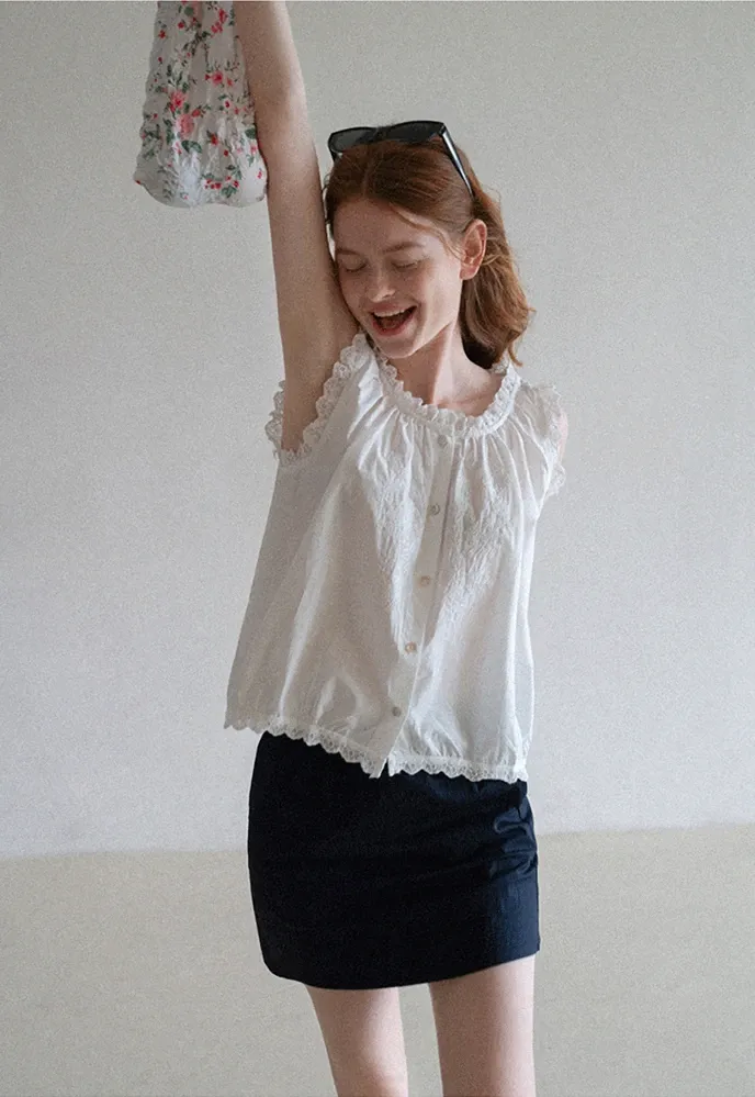Women’s Drawstring Waist Cotton Mini Skirt
