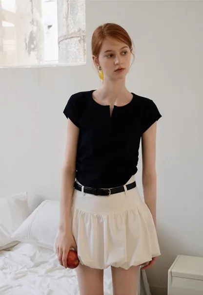 V-Neck Ruched Side Top