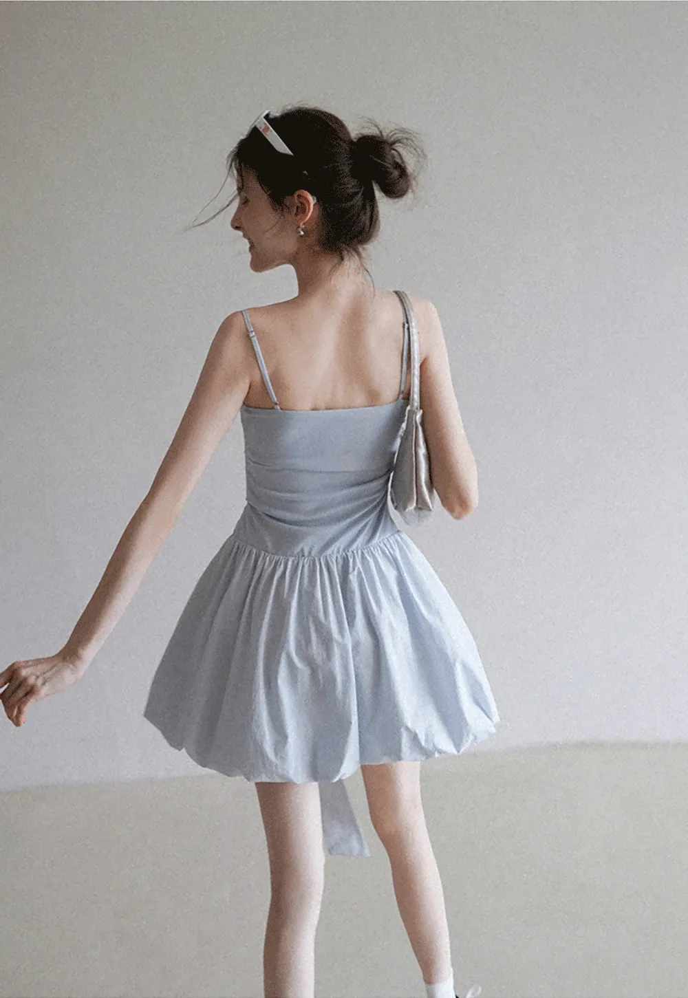 Blue Tie Waist Cami Mini Dress