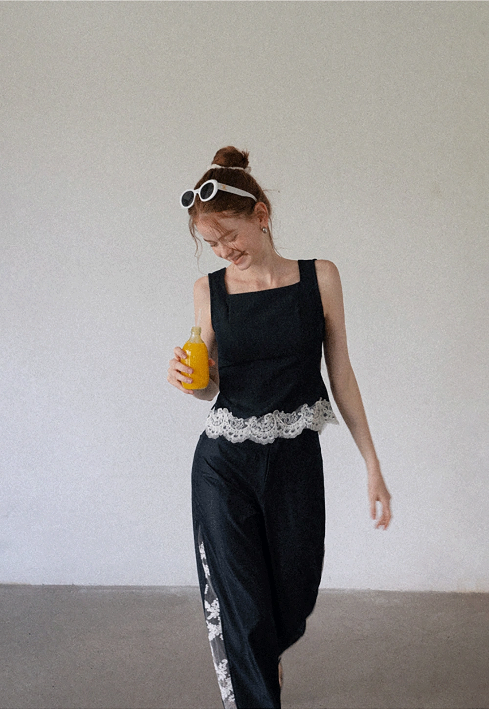 Elegant Lace Splicing Two Piece Outfit for Women