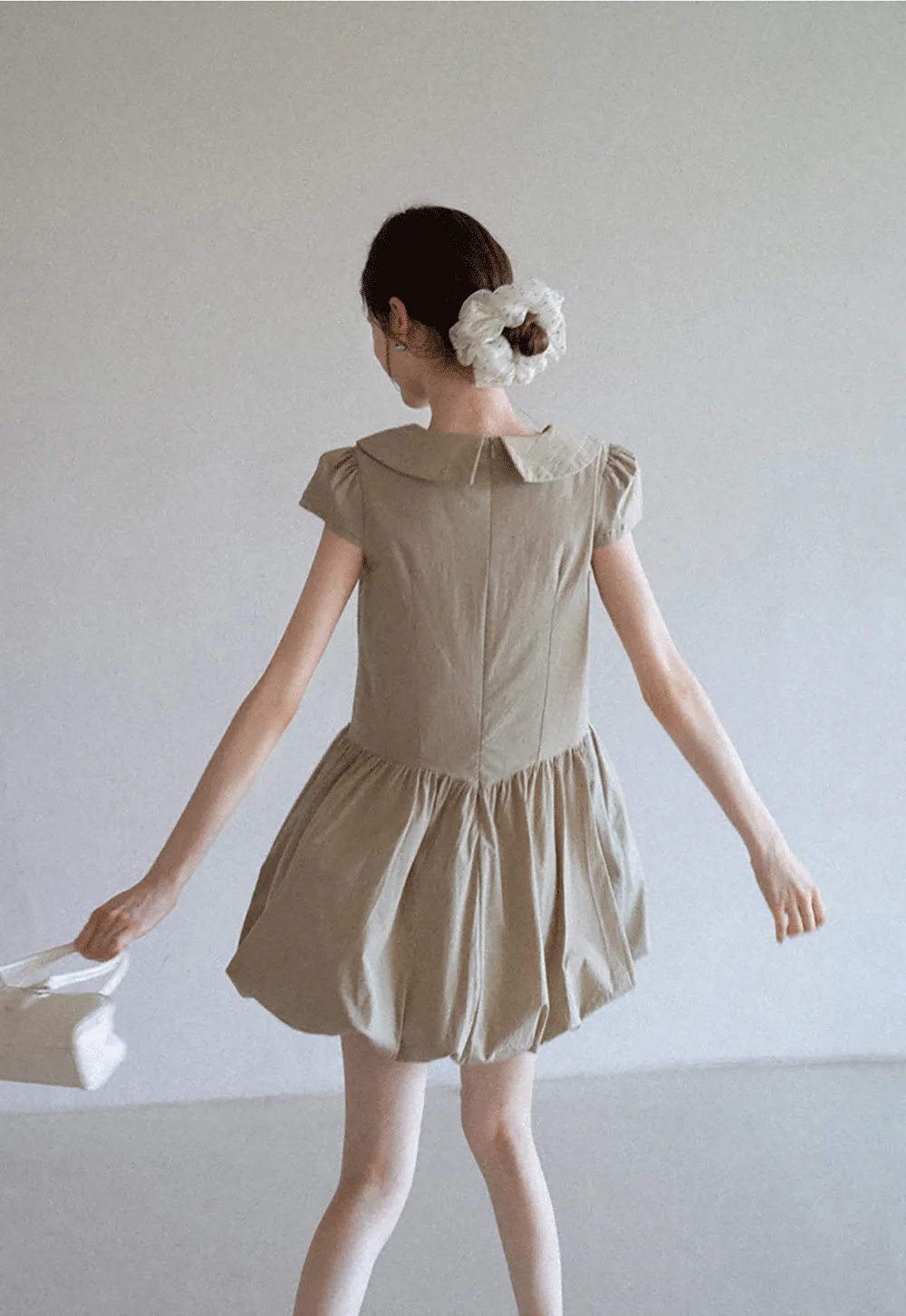 Peter Pan Collar Puff Sleeve Mini Dress