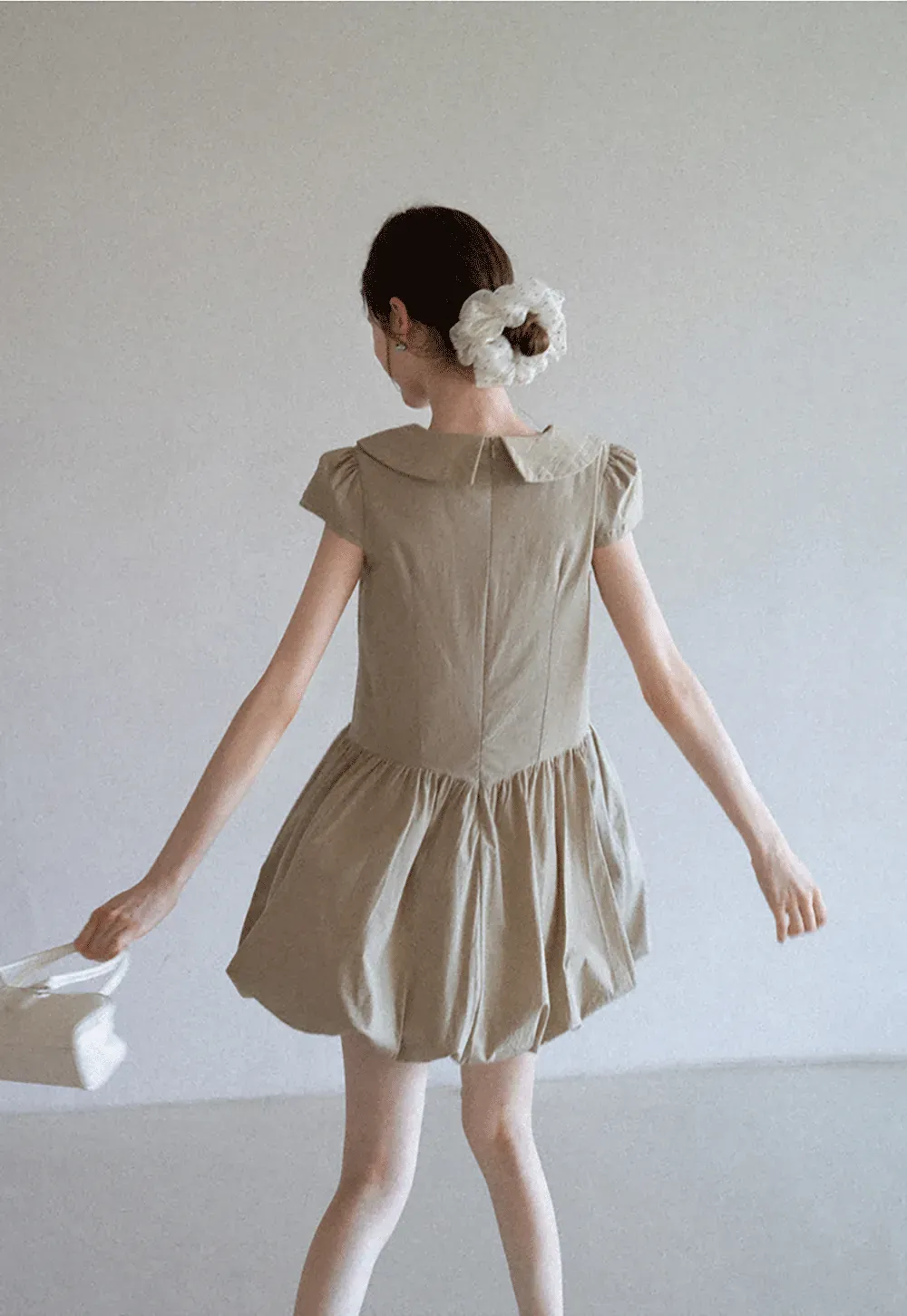 Peter Pan Collar Puff Sleeve Mini Dress