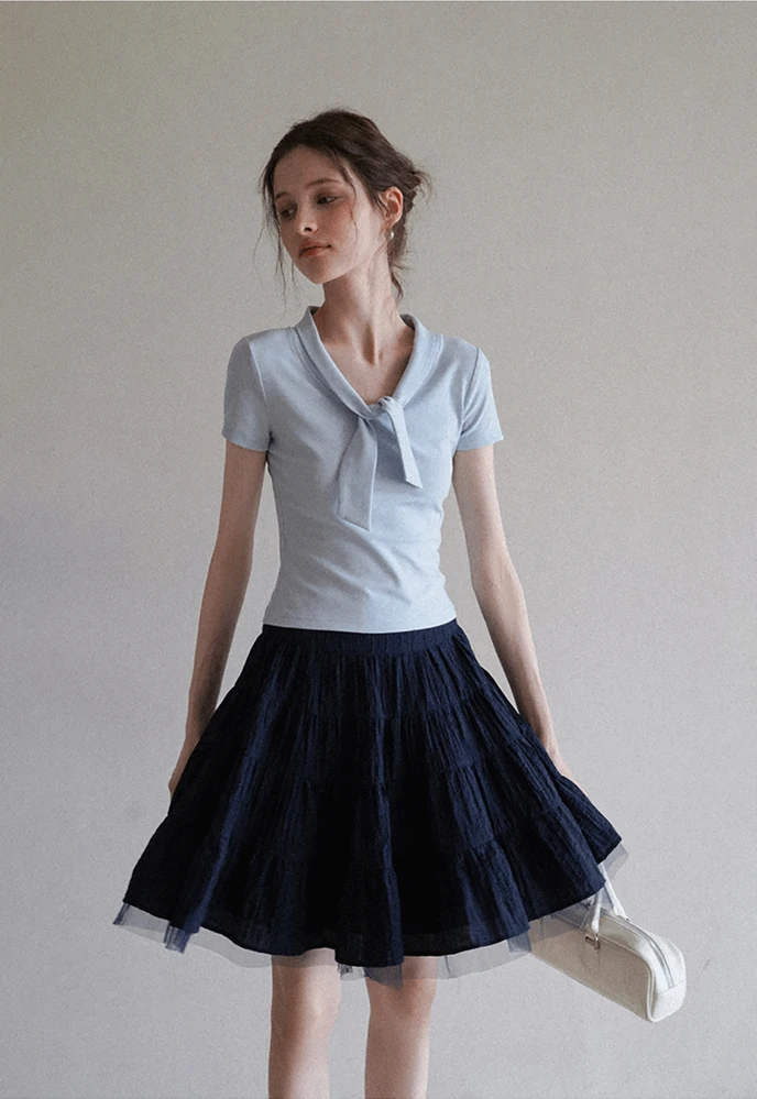 Women’s Tiered Crinkle Mini Skirt